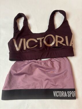 Lot Of 2 Victoria’s Secret Sport Bras Sz XS Plum Purple Pull On The Player